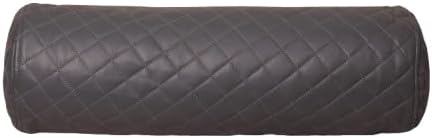 Neck Roll Pillow Cushion Cover, 18x5 Inch Full Moon Round Bolster Pillow Case, Cylinder Soft Lambskin Leather Pillowcase for Head, Spine & Neck Support During Sleep - Quilted Charcoal Grey Pack of 1