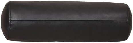 Neck Roll Pillow Cushion Cover, 16x7 Inch Full Moon Round Bolster Pillow Case, Cylinder Soft Lambskin Leather Pillowcase for Head, Spine & Neck Support During Sleep - Black Pack of 1