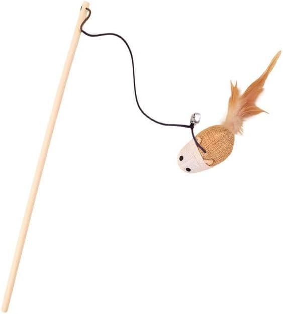 Cats Wand Toy Cat Teaser Toy Stretchy Rope Mouse Shape with Bell Feather Cat Self-Help Relief Toys Bite and Wear Resistant Pet Interactive Toy Suitable for Kittens Adult Cats Households
