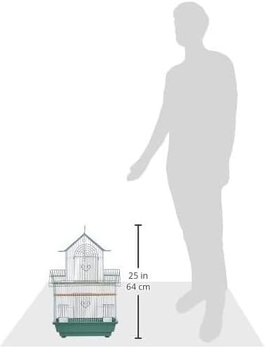 Rustic Retreat Bird Cage with Natural Wood Accents, Durable Metal Construction, Spacious Interior, and Comfortable Features for Birds' Green