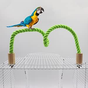 2 Pack Bird Hemp Rope Perch Swing, Bird Cage Stand Pole Accessories, Paw Grinding Standing Climbing Perch for Parrot, Parakeet, Budgies, Lovebirds (55.1 inches/140 cm)