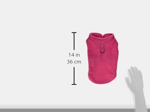 Gooby Fleece Vest Dog Sweater - Pink, Medium - Warm Pullover Fleece Dog Jacket with O-Ring Leash for Small to Medium Dogs