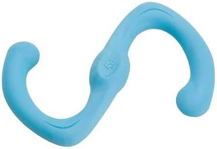 West Paw Zogoflex Bumi Dog Tug Toy – S-Shaped, Lightweight Chew Toys for Fetch, Play, Pet Exercise – Tug of War Soft Flinging Squishy Chewy Toy for Dogs – Guaranteed, Latex-Free, Large 9.5", Aqua Blue