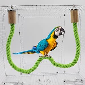 2 Pack Bird Hemp Rope Perch Swing, Bird Cage Stand Pole Accessories, Paw Grinding Standing Climbing Perch for Parrot, Parakeet, Budgies, Lovebirds (55.1 inches/140 cm)