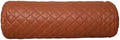 Neck Roll Pillow Cushion Cover, 16x6 Inch Full Moon Round Bolster Pillow Case, Cylinder Soft Lambskin Leather Pillowcase for Head, Spine & Neck Support During Sleep - Quilted Brown Pack of 1