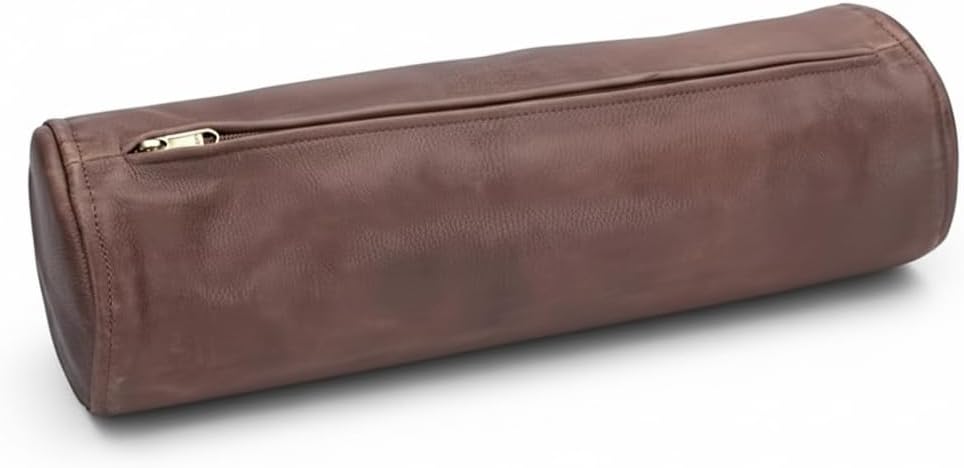 Leather Cylindrical Cushion Cover – 100% Lambskin Round Bolster Pillow Cover | Handmade Ergonomic Roll for Head, Neck & Back | Decorative Home & Sofa Accessory (20" x 6")