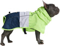 Spark Paws Dog Raincoat, Waterproof Windproof Rain Jacket, for Small Medium Large Extra Large Dogs, Reflective Breathable Full-Body Coverage Dry Suit - Neon White Navy Blue, L