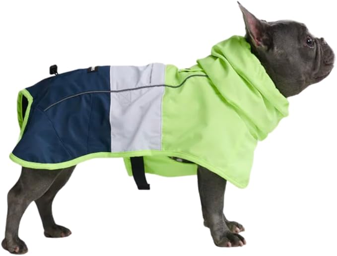 Spark Paws Dog Raincoat, Waterproof Windproof Rain Jacket, for Small Medium Large Extra Large Dogs, Reflective Breathable Full-Body Coverage Dry Suit - Neon White Navy Blue, L