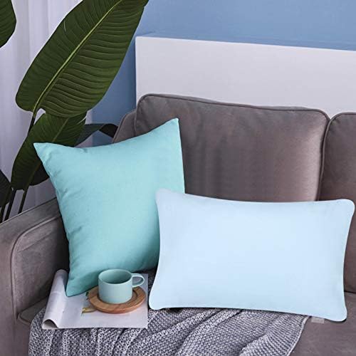 4-Pack 100% Cotton Lumbar Comfortable Solid Decorative Throw Pillow Case,Thmyo Rectangle Cushion Cover Pillowcase Sublimation Blank Pillow Covers DIY Throw Pillowcase(12x20inch/30x50cm, Light Blue)