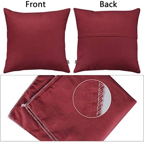 4-Pack 100% Cotton Comfortable Solid Decorative Throw Pillow Case Square Cushion Cover Pillowcase Sublimation Blank Pillow Covers(Cover Only,No Insert)(20x20inch/50x50cm, Wine red)