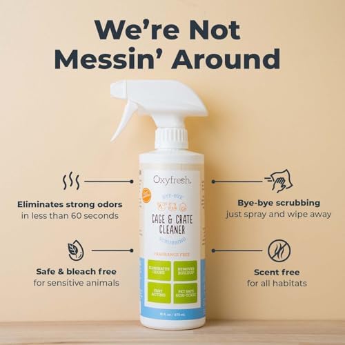 Oxyfresh Premium Crate & Cage Cleaner – Professional Dog Crate & Small Animal & Bird Cage Odor Eliminator – Quickly Cleans, Removes Poop & Deodorizes Pet Odors – Safe & Bleach Free