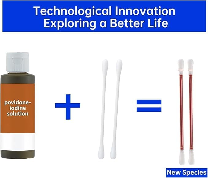 100 Sticks Iodine Swabs Povidone Iodine Swabsticks - Wound Care First Aid Supplies with Povidone Iodine Solution, Individually Wrapped in Reusable Plastic Case