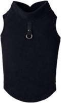 Gooby Fleece Vest Dog Sweater - Black, X-Small - Warm Pullover Fleece Dog Jacket with O-Ring Leash for Small to Medium Dogs
