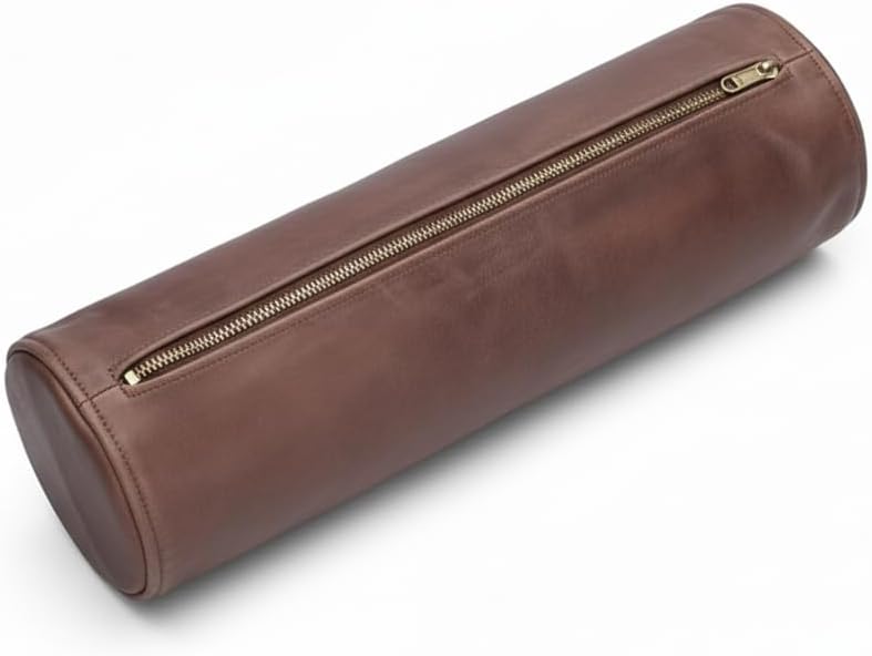 Leather Cylindrical Cushion Cover – 100% Lambskin Round Bolster Pillow Cover | Handmade Ergonomic Roll for Head, Neck & Back | Decorative Home & Sofa Accessory (20" x 7")