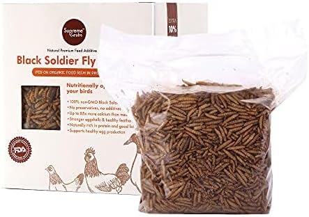 Natural Black Soldier Fly Larvae for Chickens, 85X More Calcium Than Mealworms-High Protein Grub Food Chicken Treats for Hens, Probiotic & Calcium Rich Chicken Feed, Bird Treat 1lb