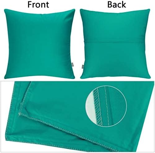 Thmyo 4-Pack 100% Cotton Comfortable Solid Decorative Throw Pillow Case, Square Cushion Cover Pillowcase Sublimation Blank Pillow Covers DIY Throw Pillowcase for Sofa(18x18 inch/ 45x45cm,Lake Blue)