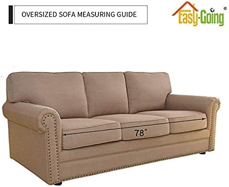 Easy-Going Reversible Oversized Couch Cover for 3 Cushion Couch Sofa Cover for Dogs Water Resistant Furniture Protector Cover with Foam Sticks for Pet (Oversized Sofa, Camel/Ivory)