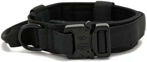 Tactical Dog Harness with Handle Collar and Leash Set Dog Vest Harness No Pull Dog Harness with Patches Adjustable Buckles for Dogs (Black, Extra Large)