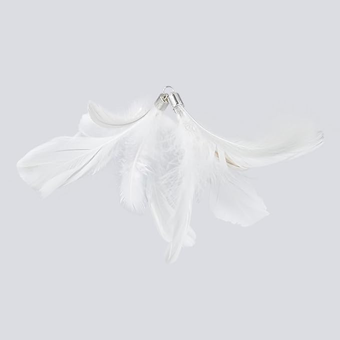 ROSAUI Cat Toy Refill Set – 6 Replacement Attachments for Teaser Wands, Includes 5 Feather Heads & 1 Lifelike Bird, Bell-Equipped, Interactive Accessories for Indoor Cats