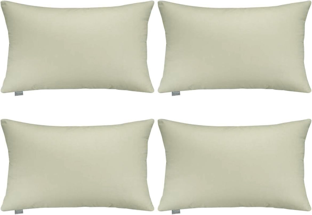 Thmyo 4-Pack 100% Cotton Christmas/Halloween Lumbar Comfortable Solid Decorative Throw Pillow Case Rectangle Cushion Cover Pillowcase Blank Pillow Covers DIY Throw Pillowcase(12x20inch/30x50cm,Beige)