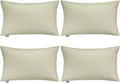 Thmyo 4-Pack 100% Cotton Christmas/Halloween Lumbar Comfortable Solid Decorative Throw Pillow Case Rectangle Cushion Cover Pillowcase Blank Pillow Covers DIY Throw Pillowcase(12x20inch/30x50cm,Beige)