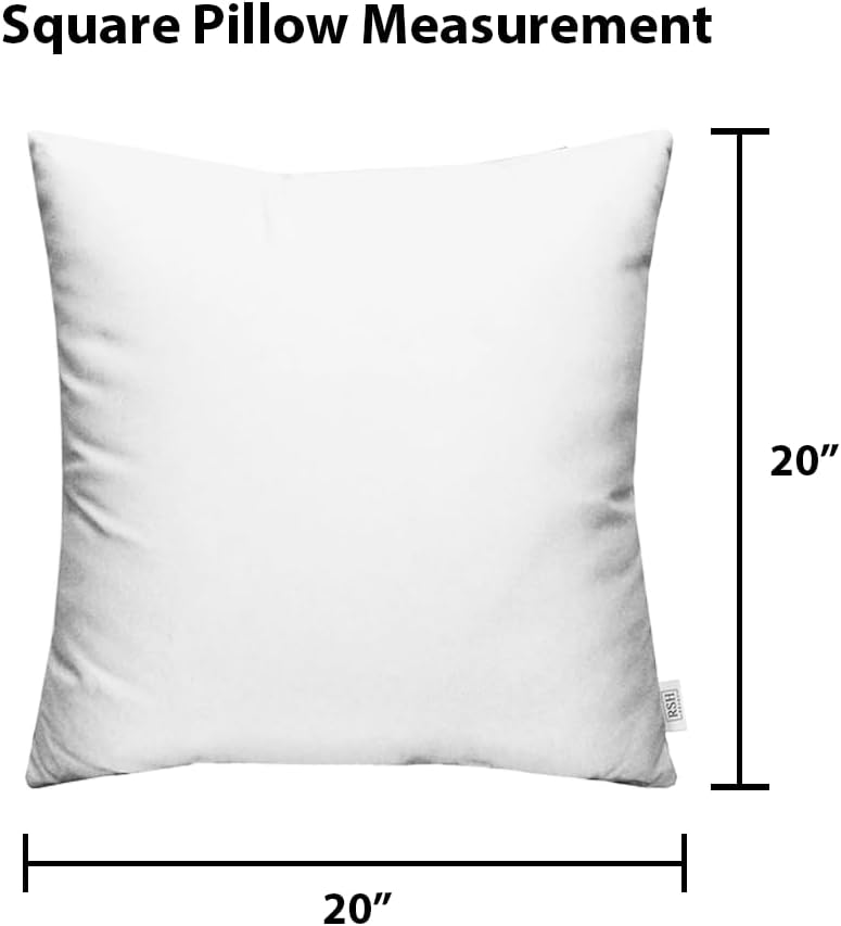 RSH DECOR: Sunbrella Square Throw Pillows Set of 2 | 20" x 20" | Water and Fade-Resistant Performance Fabric | Outdoor Pillow Covers with Down-Alternative Inserts | Stanton Lagoon