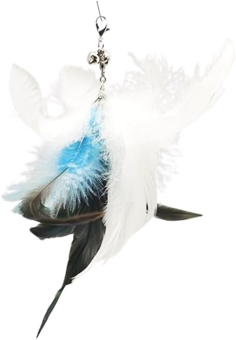 Variety Play Set, 5 Pack Refills for Wand and Fishing Poles, Spring Wires, Door/Wall Hang Ropes. 2 Bird, 2 Feather & Windmill Cat Toys - Bells & Easy Clip-On