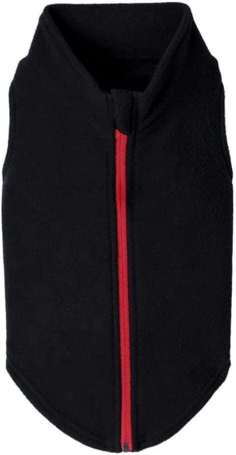 Gooby Zip Up Fleece Dog Sweater - Black, 2X-Large - Warm Pullover Fleece Step-in Dog Jacket with Dual D Ring Leash for Small to Medium Dogs