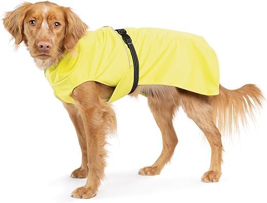 Goldpaw Rainpaw Waterproof Dog Raincoat - Durable Dog Rain Jacket for All Seasons - Easy to Wear, Adjustable, Premium Pet Outerwear - Made in The USA - Machine Washable - Yellow - Size 14