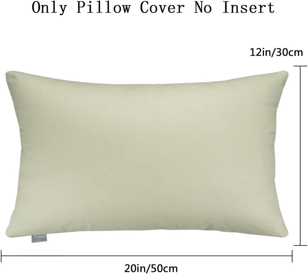 Thmyo 4-Pack 100% Cotton Christmas/Halloween Lumbar Comfortable Solid Decorative Throw Pillow Case Rectangle Cushion Cover Pillowcase Blank Pillow Covers DIY Throw Pillowcase(12x20inch/30x50cm,Beige)