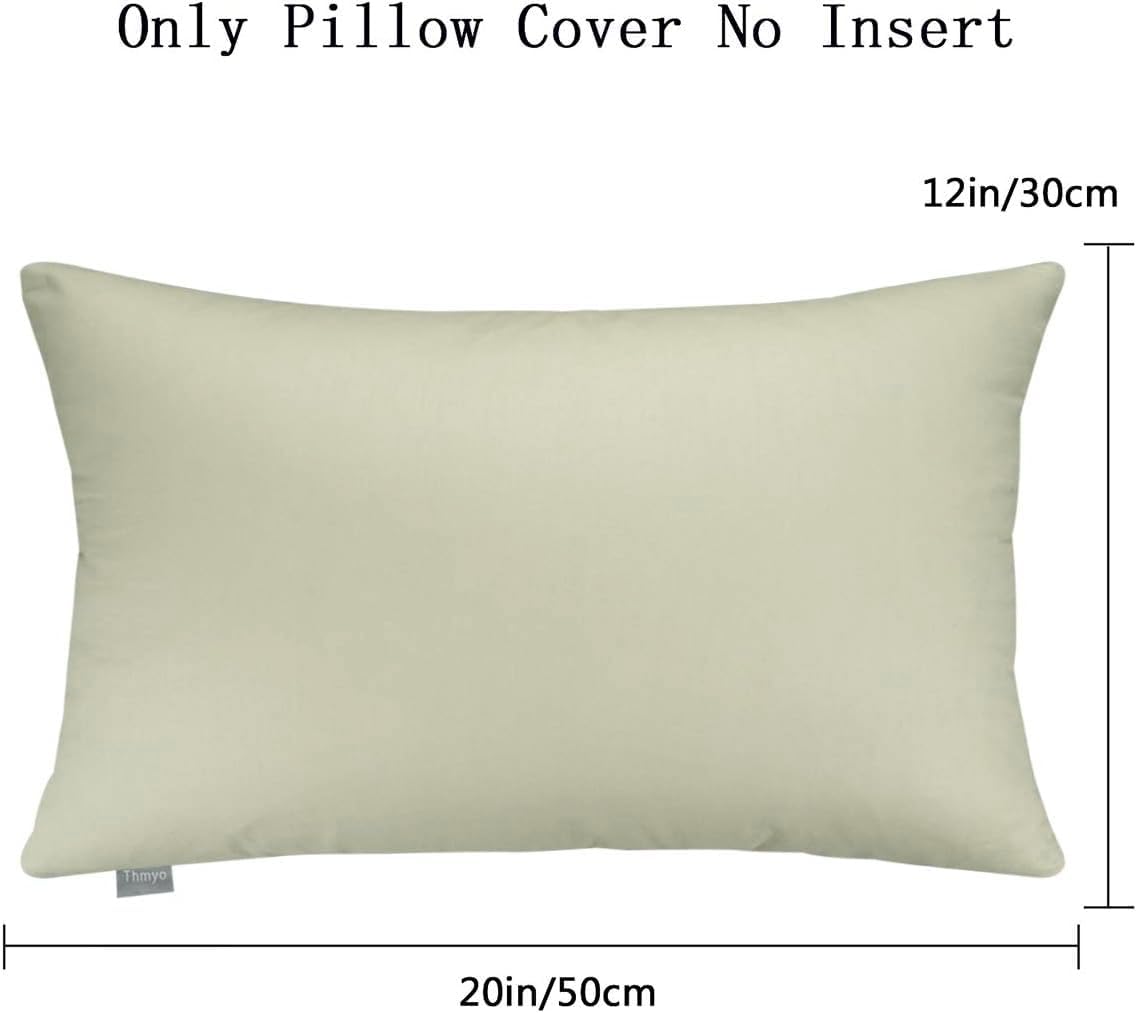Thmyo 4-Pack 100% Cotton Christmas/Halloween Lumbar Comfortable Solid Decorative Throw Pillow Case Rectangle Cushion Cover Pillowcase Blank Pillow Covers DIY Throw Pillowcase(12x20inch/30x50cm,Beige)