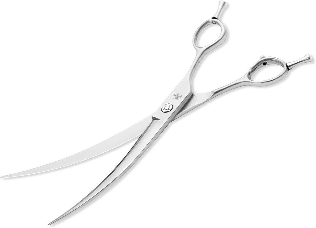 Dog Grooming Scissors, 8.0" Shears, Curved Scissors for Pet Hair Trimming. Matte Deluxe Dog Shears