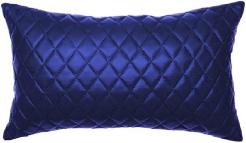 Genuine Leather Quilted Pillow Cover Case for Lumbar Throw Couch Pillows - Modern Farmhouse Decorative Sofa Thick & Soft Cushion Covers (Royal Blue, 10" x 18")