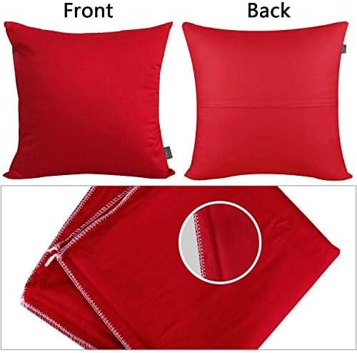 Thmyo 4-Pack 100% Cotton Comfortable Solid Decorative Throw Pillow Cases Square Cushion Cover Pillowcases Sublimation Blank Christmas DIY Throw Pillow Covers for Sofa Bed Car(18x18 inch/ 45x45cm,Red)