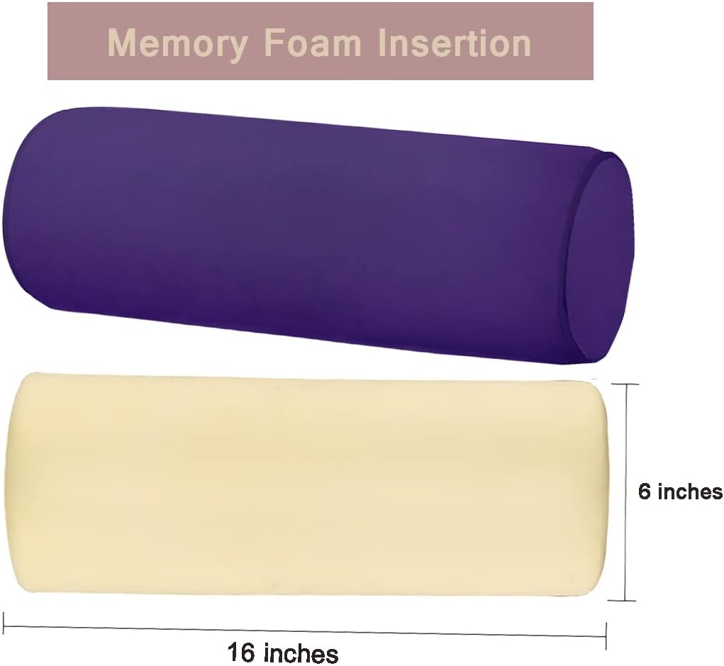 16x6 Inch Round Neck Pillow for Sleeping, Neck Pain Relief, Side Back Stomach Sleeper, Car or Office Chair Sofa,Support Pillow for Posture & Comfortable Spine Position(Purple)
