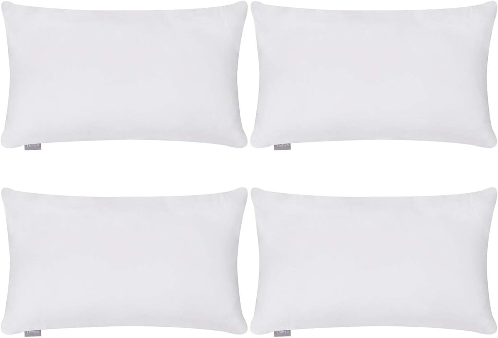 Thmyo 4-Pack 100% Cotton Lumbar Comfortable Solid Decorative Throw Pillow Case Rectangle Cushion Cover DIY Throw Pillowcase for Sofa Bed(Only Covers,Not Pillow Shams)(12x20inch/30x50cm,White)