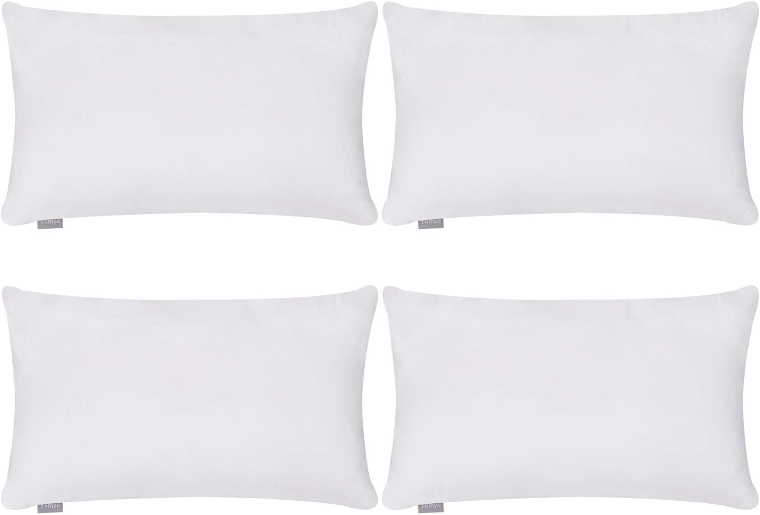 Thmyo 4-Pack 100% Cotton Lumbar Comfortable Solid Decorative Throw Pillow Case Rectangle Cushion Cover DIY Throw Pillowcase for Sofa Bed(Only Covers,Not Pillow Shams)(12x20inch/30x50cm,White)