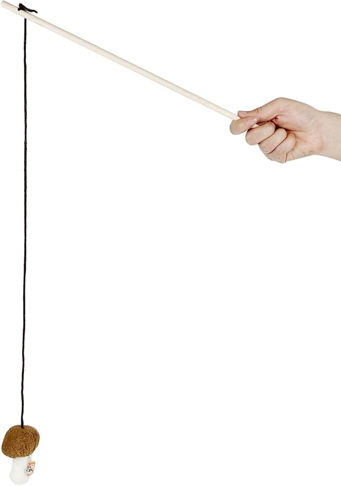 TTcat Cat Wand Toy for Indoor Cats, Natural Wood Cat Wand Toy with Mushroom Catnip Toy,Interactive Cat Toy Kitten Toy for Indoor Cats to Play Chase Exercis