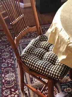 Barnett Home Decor Chair Cushions for Dining Chairs - 15x17 Kitchen Chair Cushions - Machine Washable, 100% Cotton, Made in USA - Latex Foam Chair Pads - Farmhouse Check Black and White Pack of 4