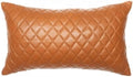 Genuine Leather Quilted Pillow Cover Case for Lumbar Throw Couch Pillows - Modern Farmhouse Decorative Sofa Thick & Soft Cushion Covers (Tan, 10" x 18")