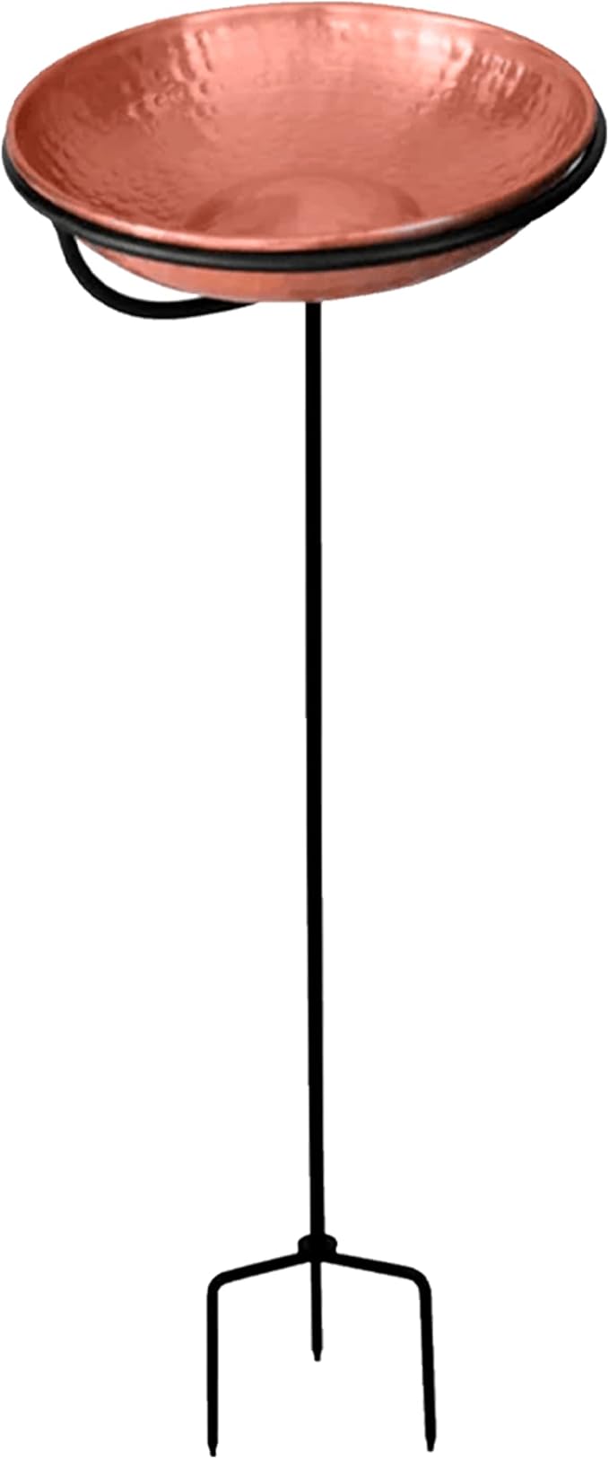 Monarch Abode Pure Copper Hand Hammered Standing Bird Bath and Feeder w/ Iron Stand, 34-inch Detachable Iron Stand Outdoor Birdbath and Birdfeeder for Garden Backyard Patio & Deck, Bird Water Feeder