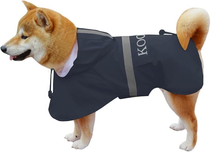Hooded Pet Dog Raincoat for Small Sized Apparel Poncho Waterproof,Dog Clothes,Dog Jacket, Dog Raincoats Jacket for Small Sized Dogs(Navy Blue,2XL)