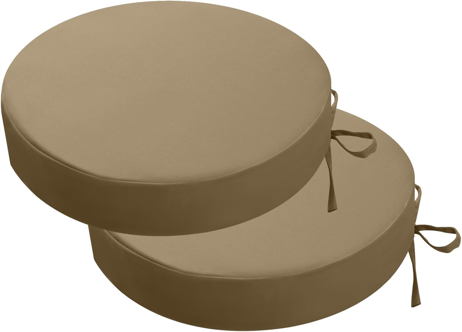 idee-home Outdoor Bistro Chair Cushions, 15”x15”x 3” Thick Outdoor Round Seat Cushions Set of 2 with Ties, Waterproof Round Patio Furniture for Garden