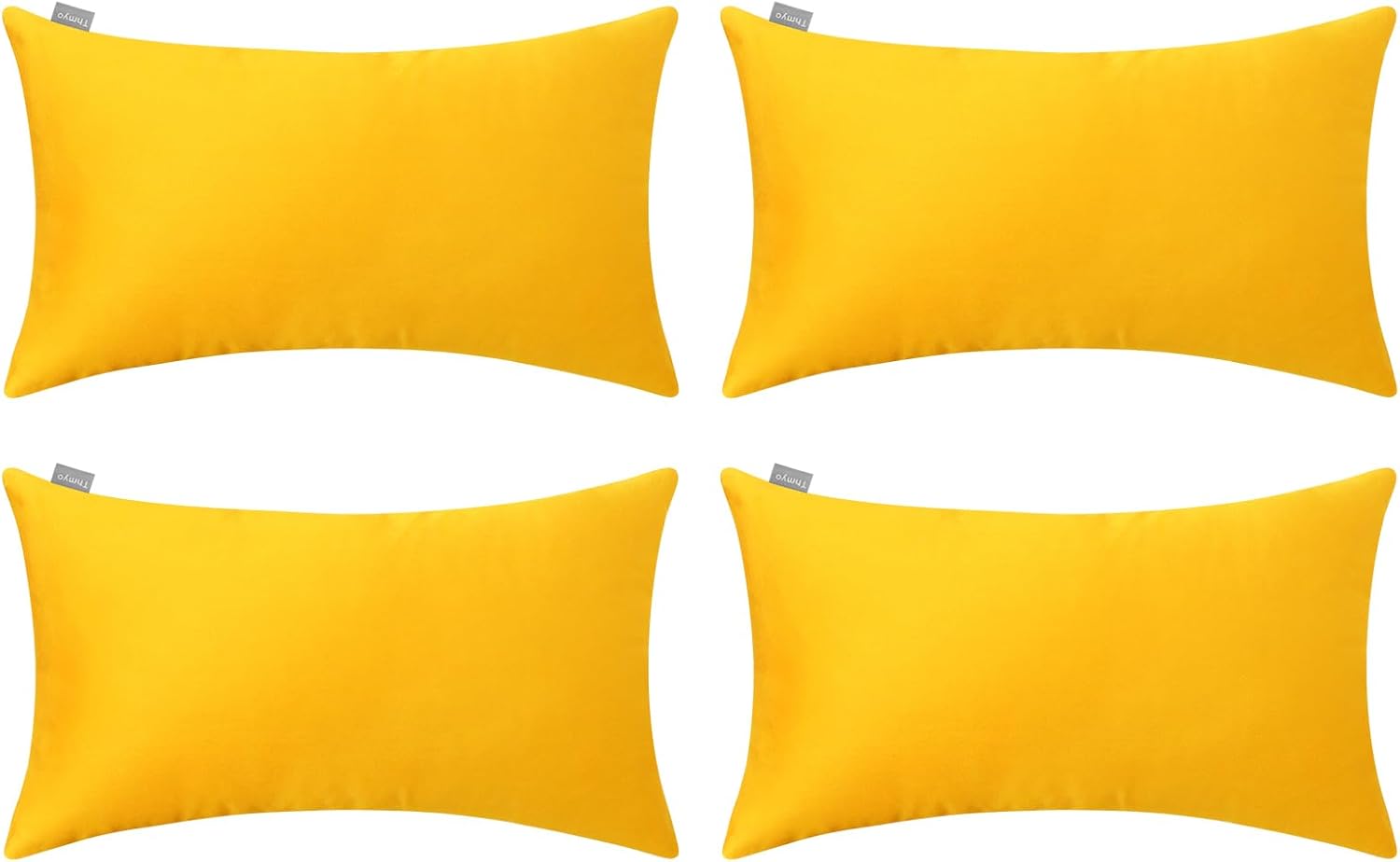 4-Pack 100% Cotton Lumbar Comfortable Solid Decorative Throw Pillow Case,Thmyo Rectangle Cushion Cover Pillowcase Sublimation Blank Pillow Covers DIY Throw Pillowcase(12x20inch/30x50cm, Yellow)