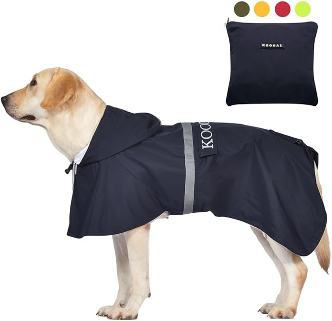 Pet Large Dog Raincoat Apparel Poncho Waterproof for Medium Large Sized for Dog Rain Coat Clothes (Navy Blue, 4XL)