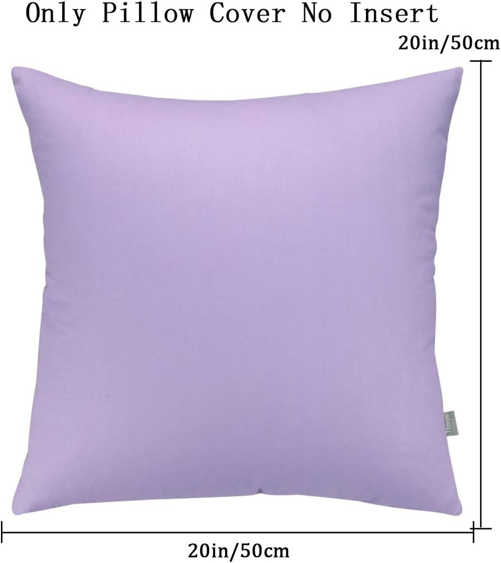 4-Pack 100% Cotton Comfortable Solid Decorative Throw Pillow Case,Thmyo Square Cushion Cover Pillowcase Sublimation Blank Pillow Covers DIY Throw Pillowcase for Sofa(20x20 inch/ 50x50cm,Light Purple)