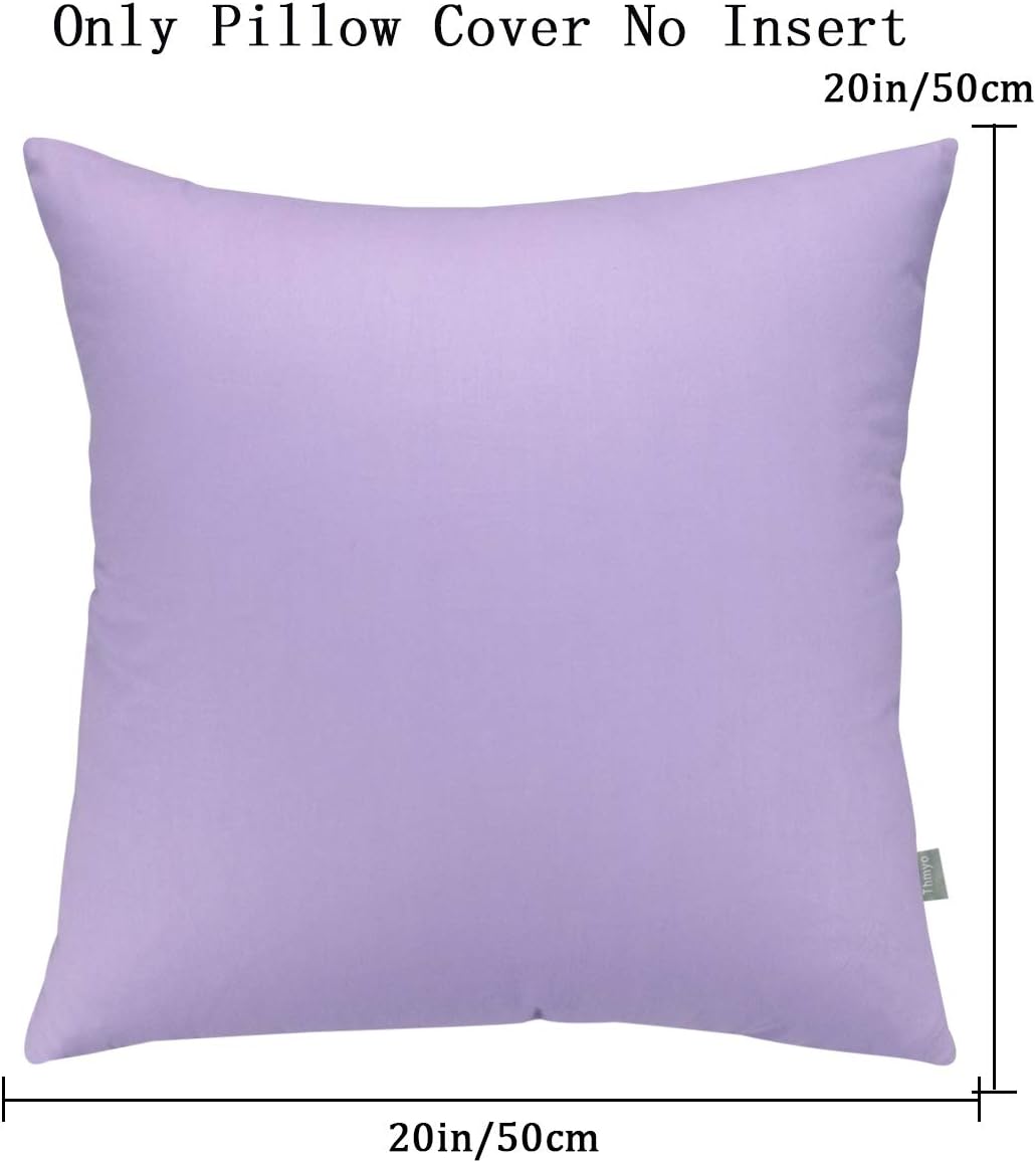 4-Pack 100% Cotton Comfortable Solid Decorative Throw Pillow Case,Thmyo Square Cushion Cover Pillowcase Sublimation Blank Pillow Covers DIY Throw Pillowcase for Sofa(20x20 inch/ 50x50cm,Light Purple)