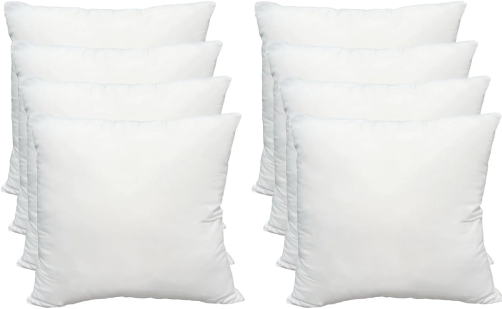 Luxury Throw Pillow Inserts, Pack of 8, 18 x 18 inches Hypoallergenic Ultra Soft White Polyester Microfiber Durable Couch Cushion Fillers