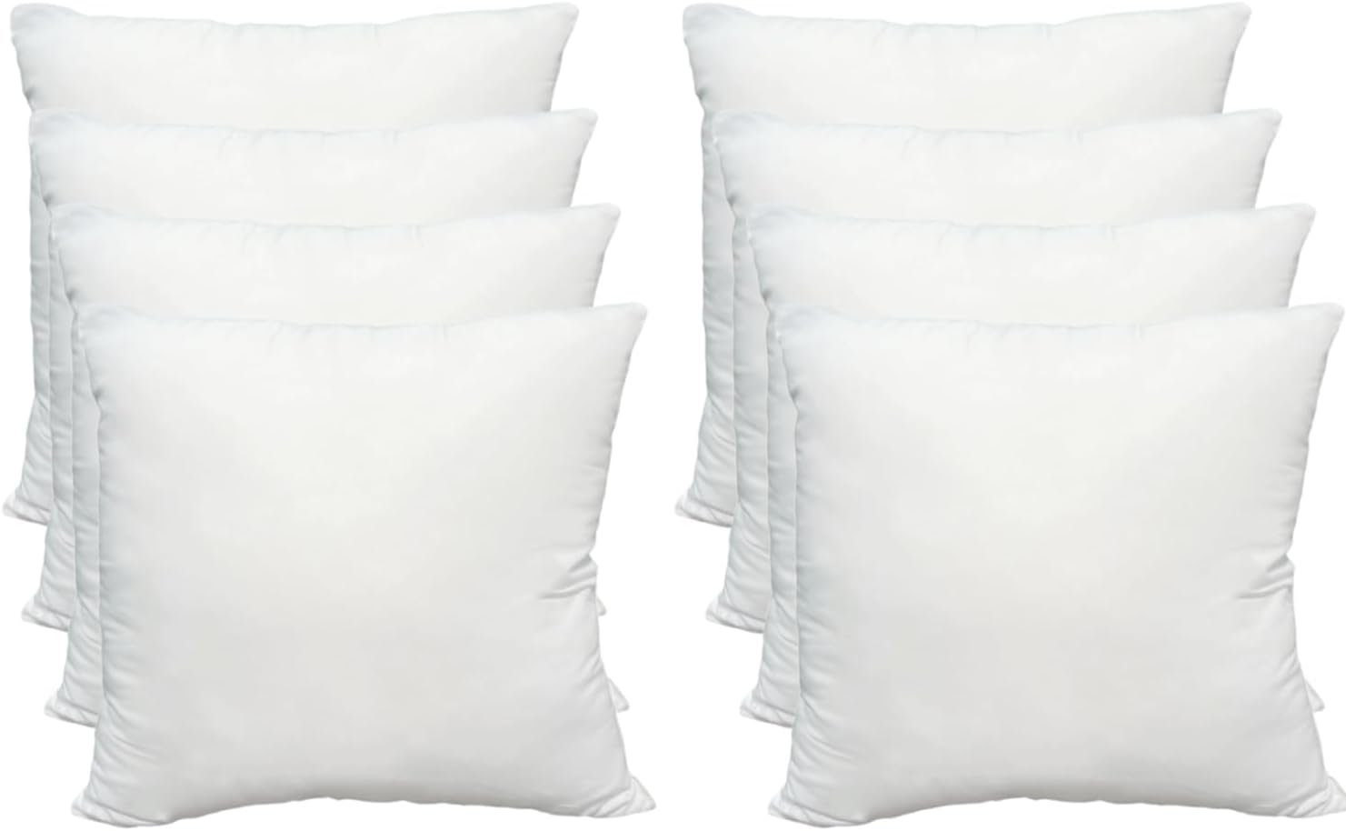 Luxury Throw Pillow Inserts, Pack of 8, 16 x 16 inches Hypoallergenic Ultra Soft White Polyester Microfiber Durable Couch Cushion Fillers