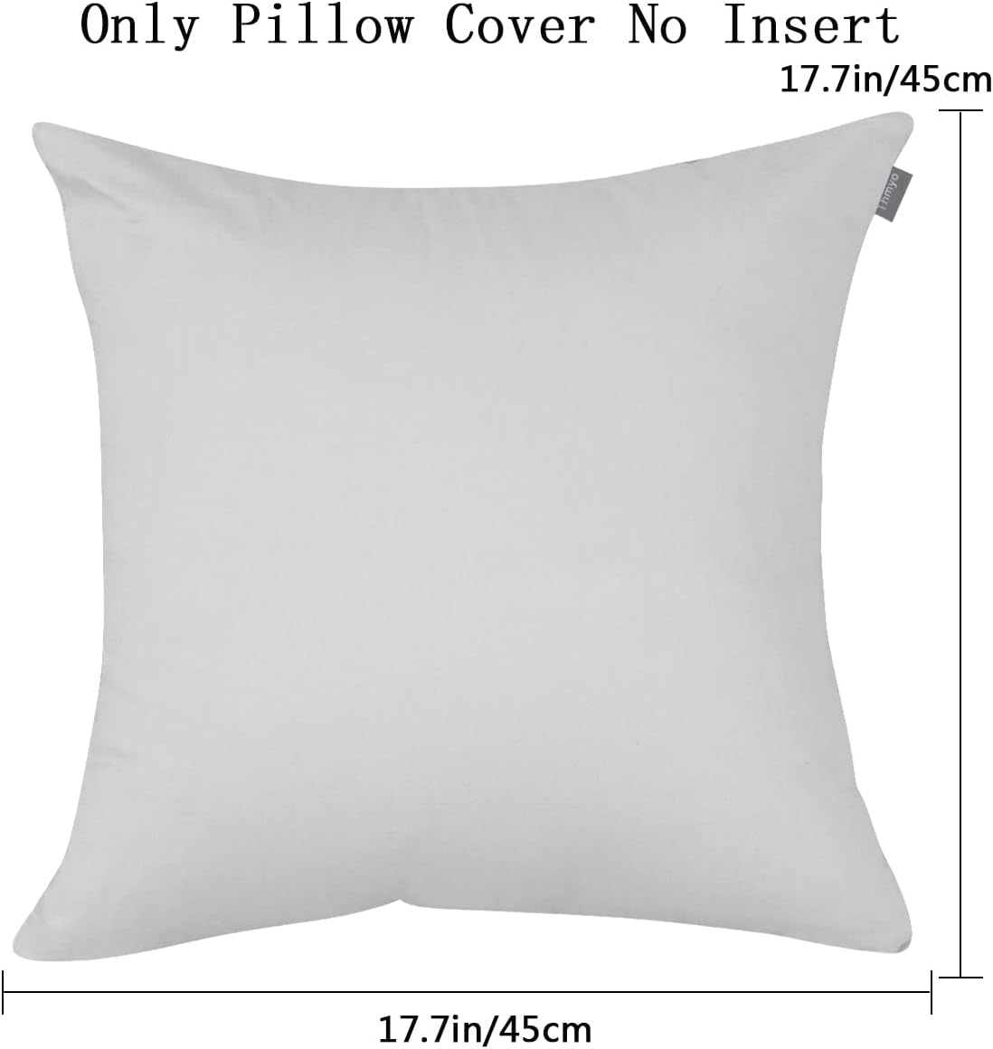 Thmyo 4-Pack 100% Cotton Comfortable Solid Decorative Throw Pillow Case, Square Cushion Cover Pillowcase Sublimation Blank Pillow Covers DIY Throw Pillowcase(18x18 inch/ 45x45cm,Light Silver Grey)